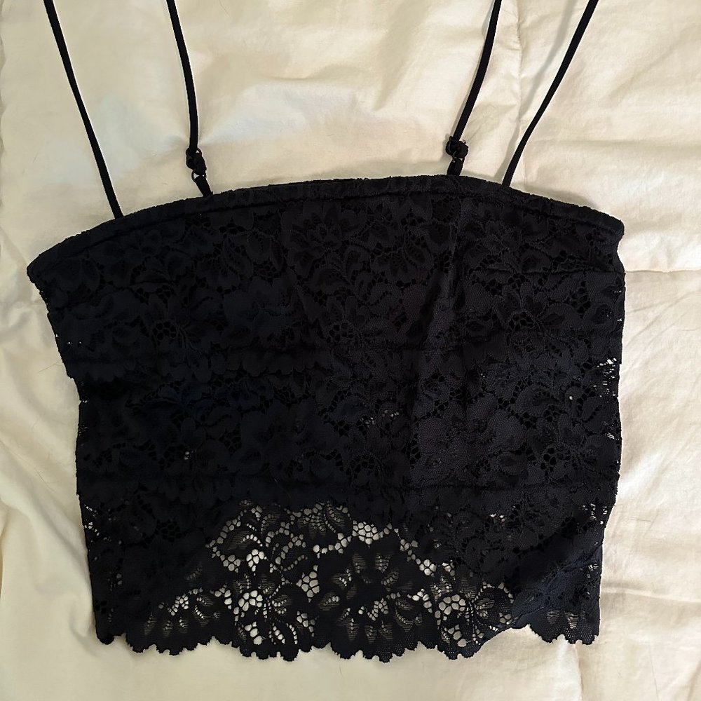 Urban Outfitters Out From Under Black lace cropped tank